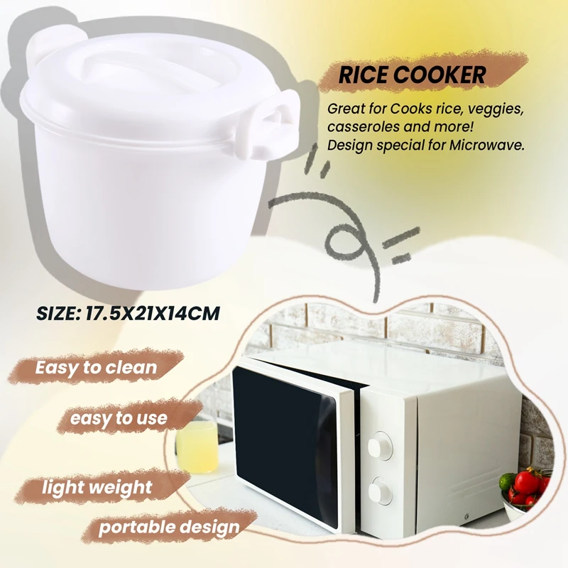 Рисоварка для микроволновой печи, Многофункциональный маленький контейнер для обеда, кухонная утварь для микроволновой печи
