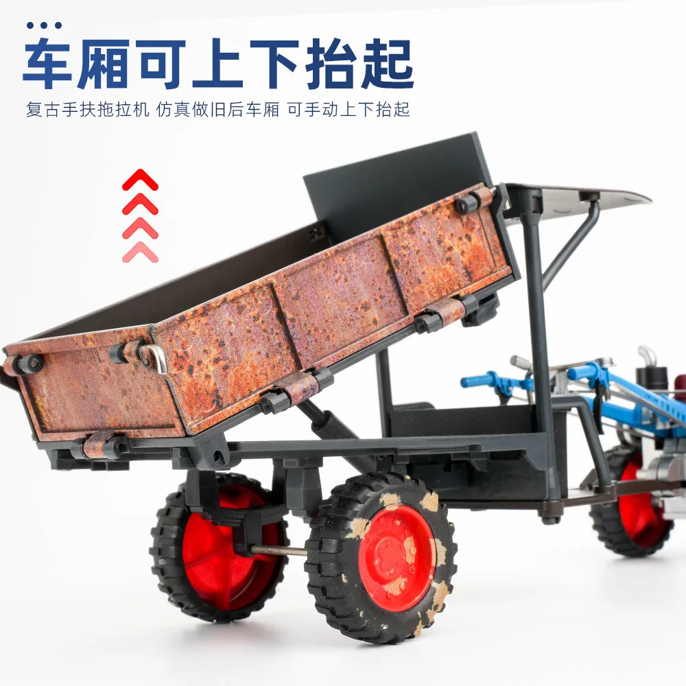 Retro Walk-behind Tractor Alloy Model 1:24 with sound and light distressed retro collection ornaments Chenghai wholesale