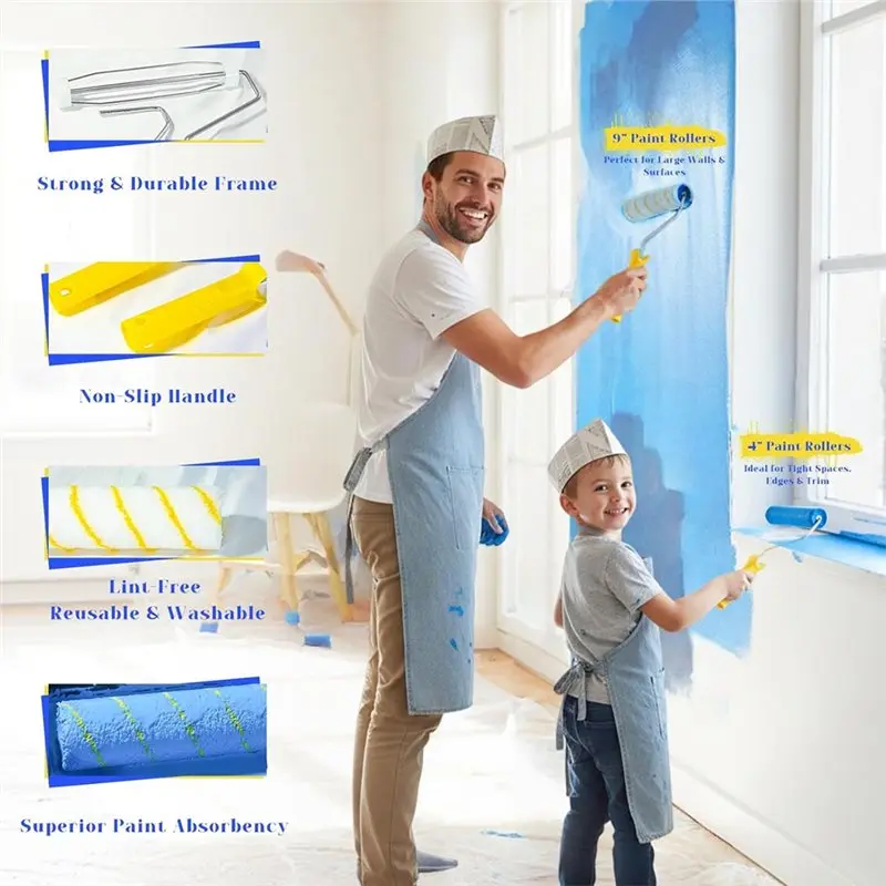 VEHO-Professional Paint Roller Set With Extension Pole - Ideal For Interior Walls, Ceilings, Trim & DIY Projects