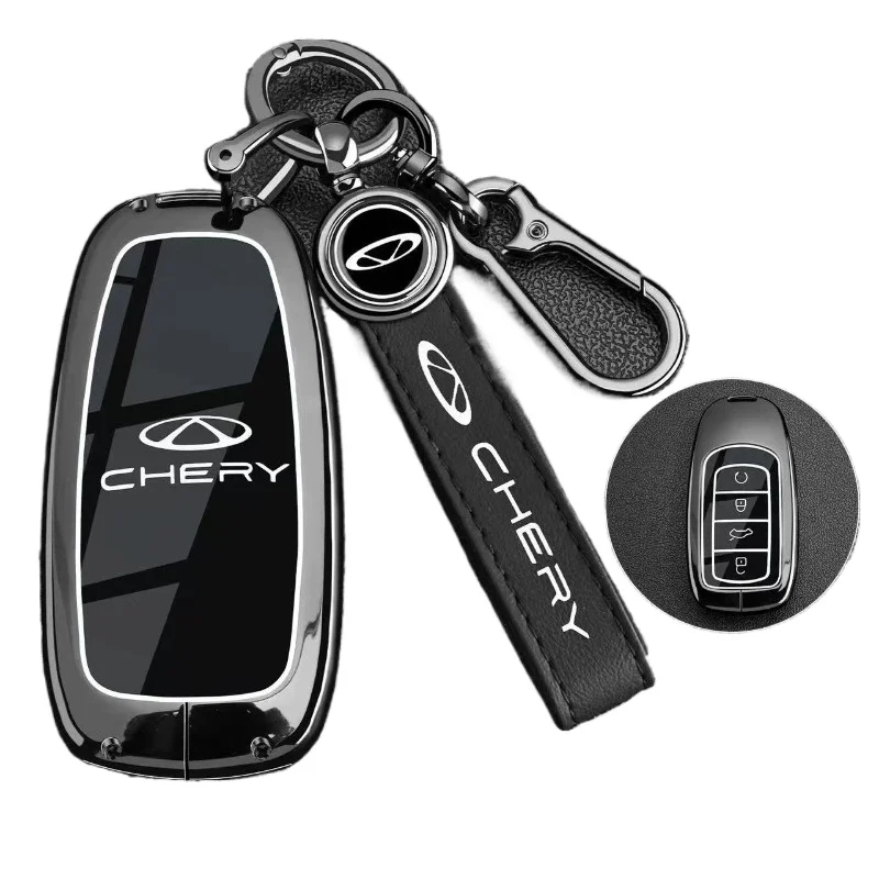 Zinc Alloy Key Fob Cover for Chery Tiggo 7L/Arrizo 8/Explore 06/Tiggo 9/8/Tiggo 8L/Tiggo 5x - KeyCase Shell with Keychain