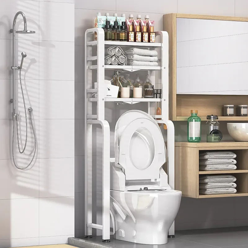 Multi Functional Balcony Washing Machine Shelf 3-layer Toilet Holder Metal Folding Bathroom Toilet Sailboat Storage Rack