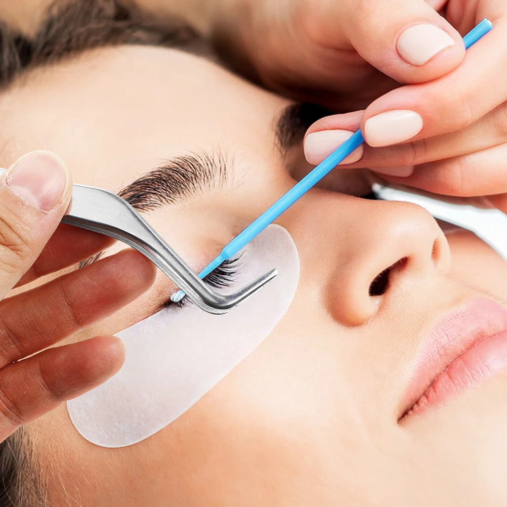 2 قطعة مجموعة أدوات الرموش الدقيقة ملاقط منحنية مشط كاذبة لاش قضيب خفيفة الوزن اكسسوارات التجميل لسهولة رمش #4