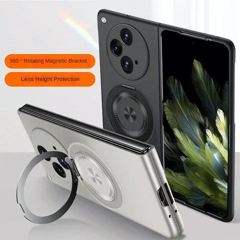 Rotatable Metal Bracket Holder Magnetic Attachment Ring Case For OnePlus Open Slim Hard Protect Cover