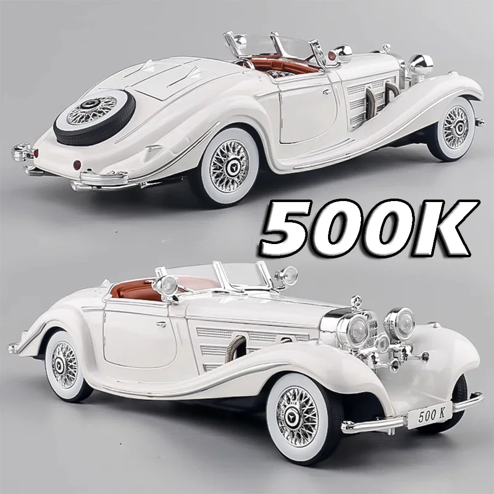 1:24 لعبة مجسمة 500K سيارات عتيقة مصغرة سبيكة دييكاست أبواب ضوء الصوت مفتوحة التراجع مجموعة ألعاب السيارات هدايا الأطفال