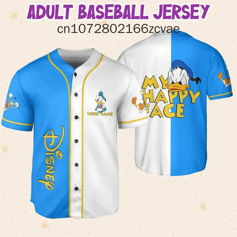 2024 Disney Donald Duck Baseball Jersey Love Playing Baseball Donald Duck Custom Name Men\'s and Women\'s Kids Baseball Shirt