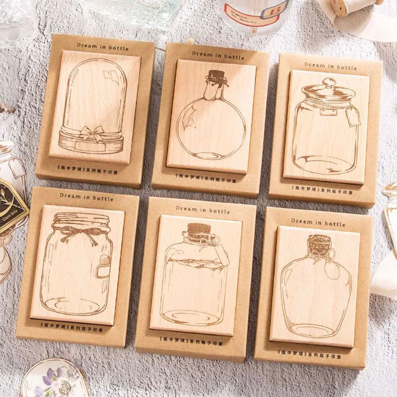 Wooden Stamp Vintage Drift Bottle Container Standard Stamp DIY Art Stamps For Card Making Journal Planner Scrapbooking Crafts