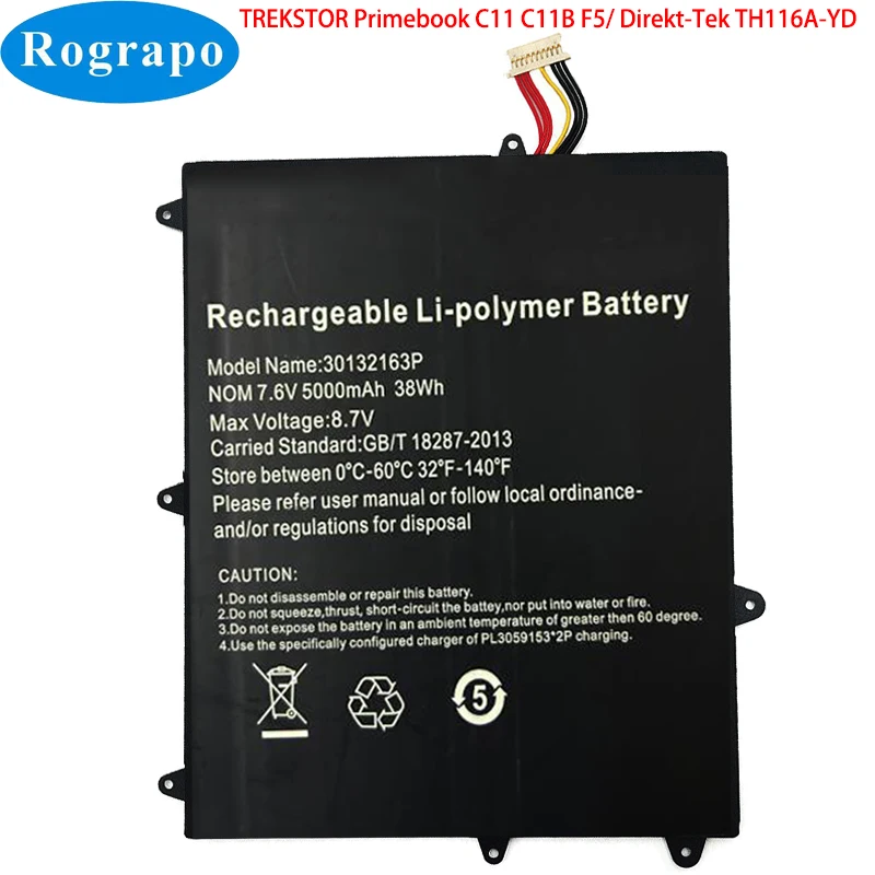 

New 7.6V 5000mAh 30132163P HW-3487265P Battery For Trekstor Primebook C11B Direkt-Tek TH116A-YD Notebook Laptop