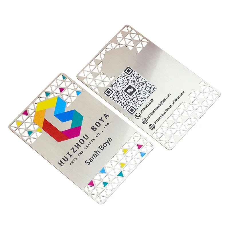 

Custom Luxury Laser Cut Engraved China Matte Black Stainless Steel Black Silver Metal Business Card Luxury