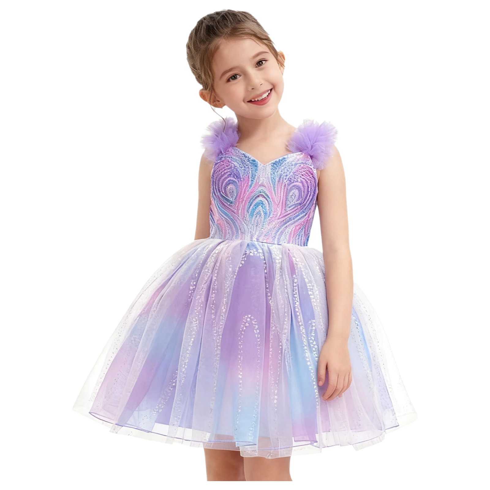 توتو بنات فستان الحفلات فستان الساحرة زي التدرج تول هيم فستان لامع الأميرة تأثيري فساتين عيد ميلاد فستان حفلات #2