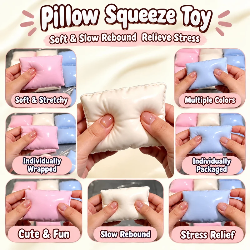 Three‑color Pillow Squishy Handmade Fidget Ball Pink Blue White Crispy Asmr Sensory Stress Relief Squeeze Ornament Holiday Gift
