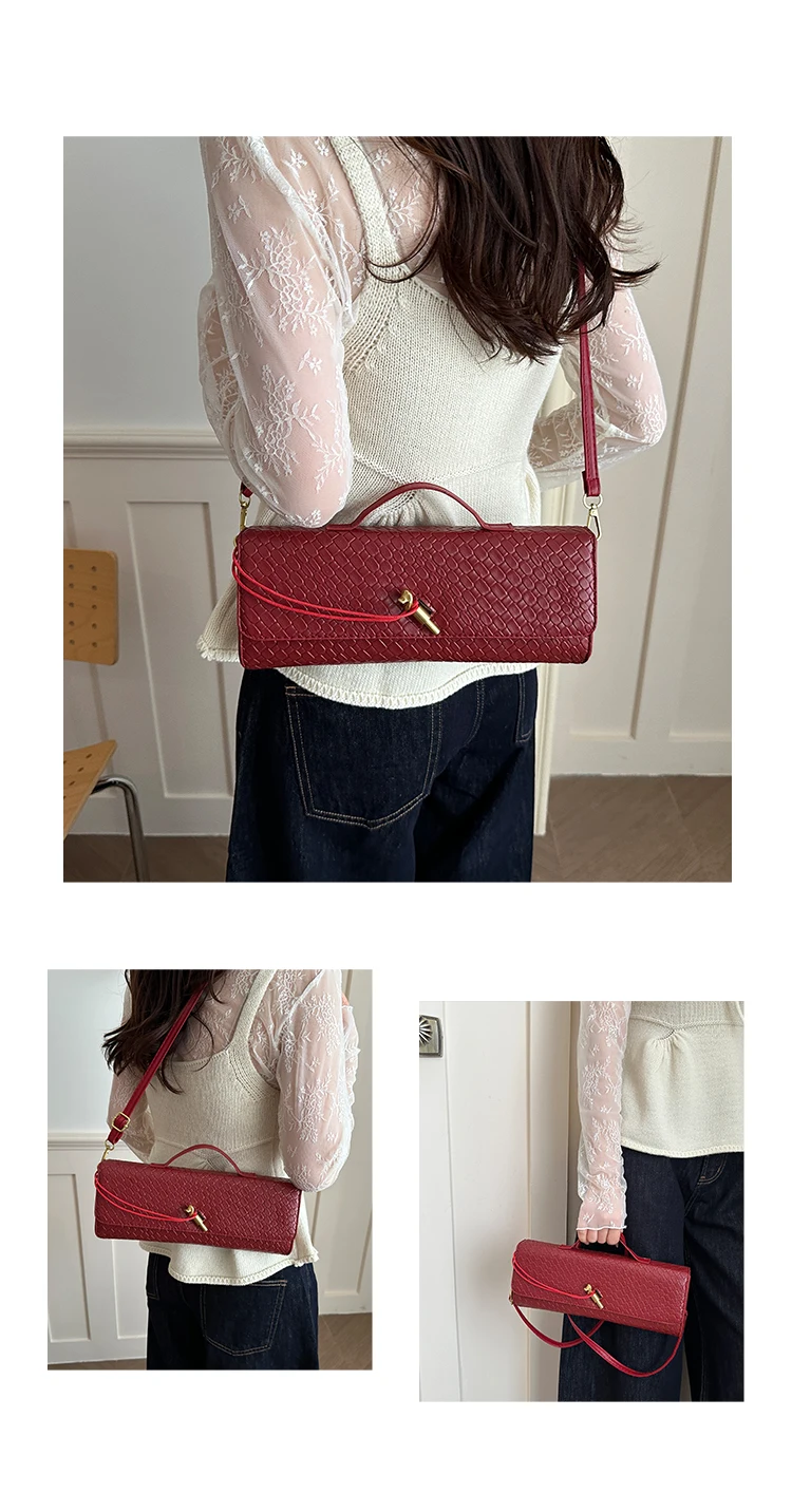 Bolso de Hombro Elegante con Textura Tejida, Estilo , Bolso de Mano para Cena, Bolso Cruzado para Mujer, Estilo Casua...