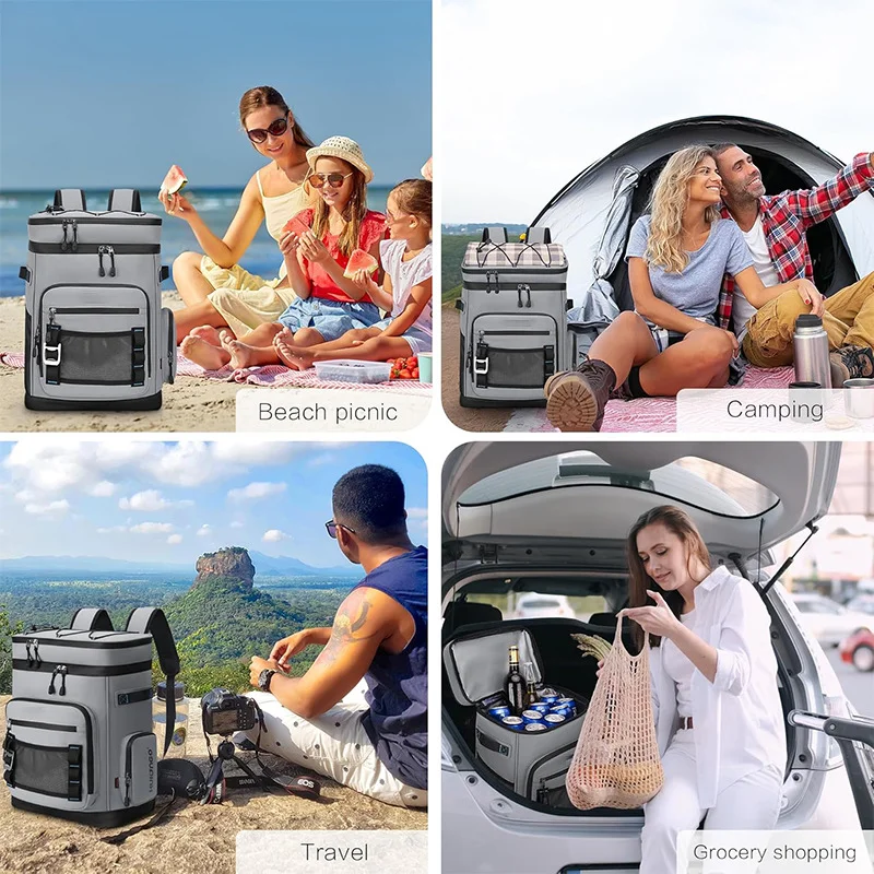 30L Wasserdichter Isolierter Kühler-Rucksack für Männer und Frauen Auslaufsicherer Kühler-Rucksack für Camping Strand Angeln Picknick Reisetasche – Detail 9