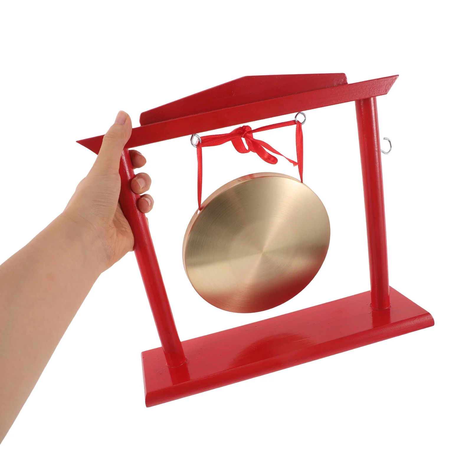 

Mini Chinese Gong with Floor Stand and Mallet for Desk Top Chime Sound Traditional Percussion Instrument Cultural Housewarming