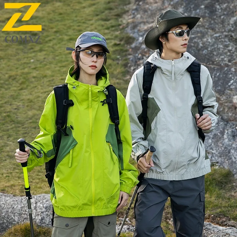 

COMXZ 2025 Men 3-in-1 Functional Jacket Autumn solid color Windproof Waterproof Hooded Outdoor Casual Coat tactics Sportswear