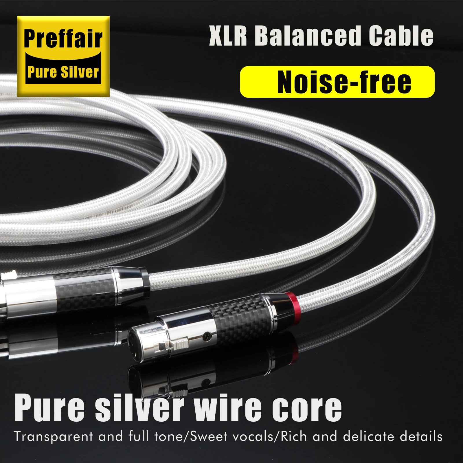 

Hi-end Cable XLR Pure Silver xlr balanced audio cable carbon fiber Male to female xlr connector Karon microphone Mixe cord