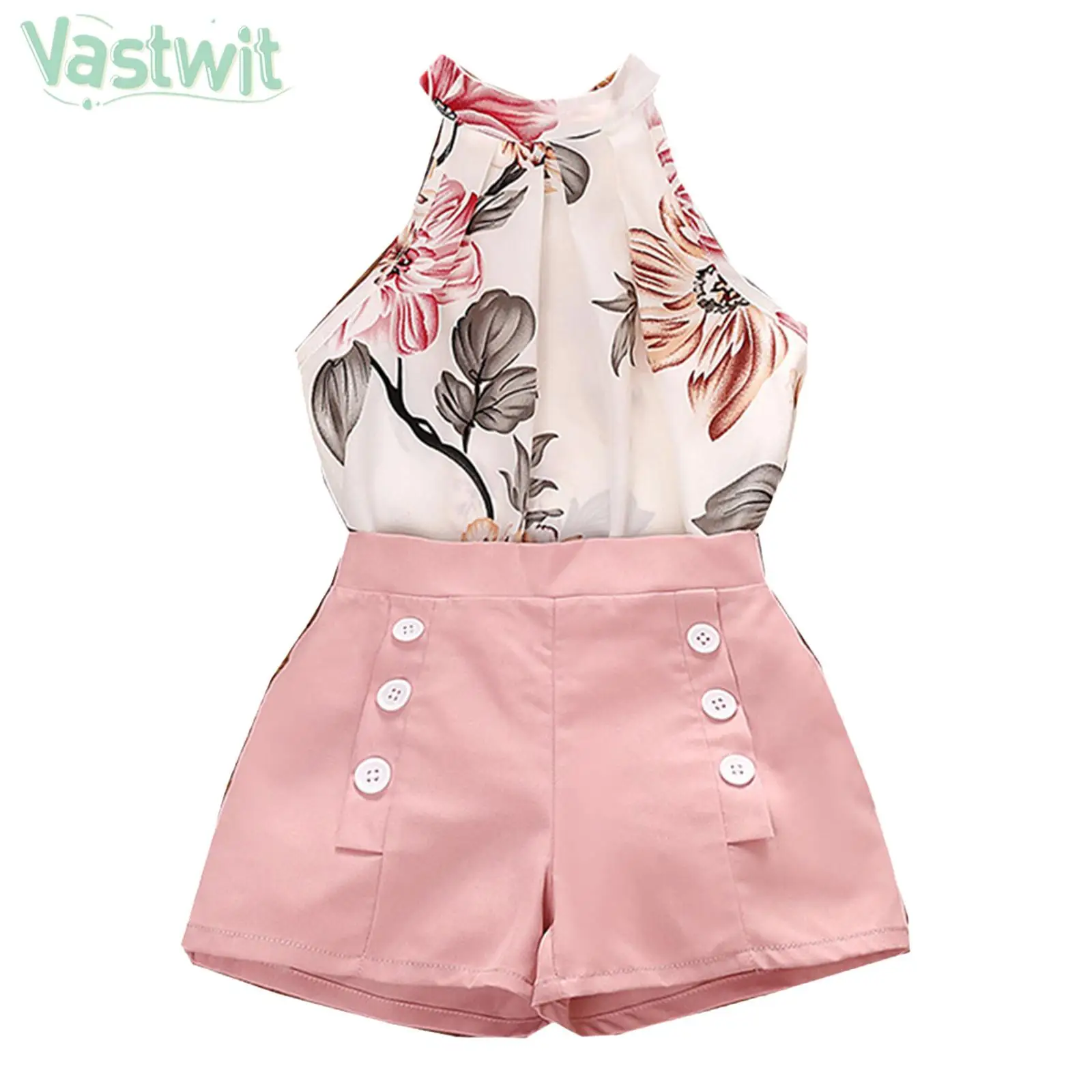 

Baby Girls Summer Causal Outfit Fashion Preppy Style Costume Sleeveless Vest Tops with Shorts Loungewear School Party Daily Wear