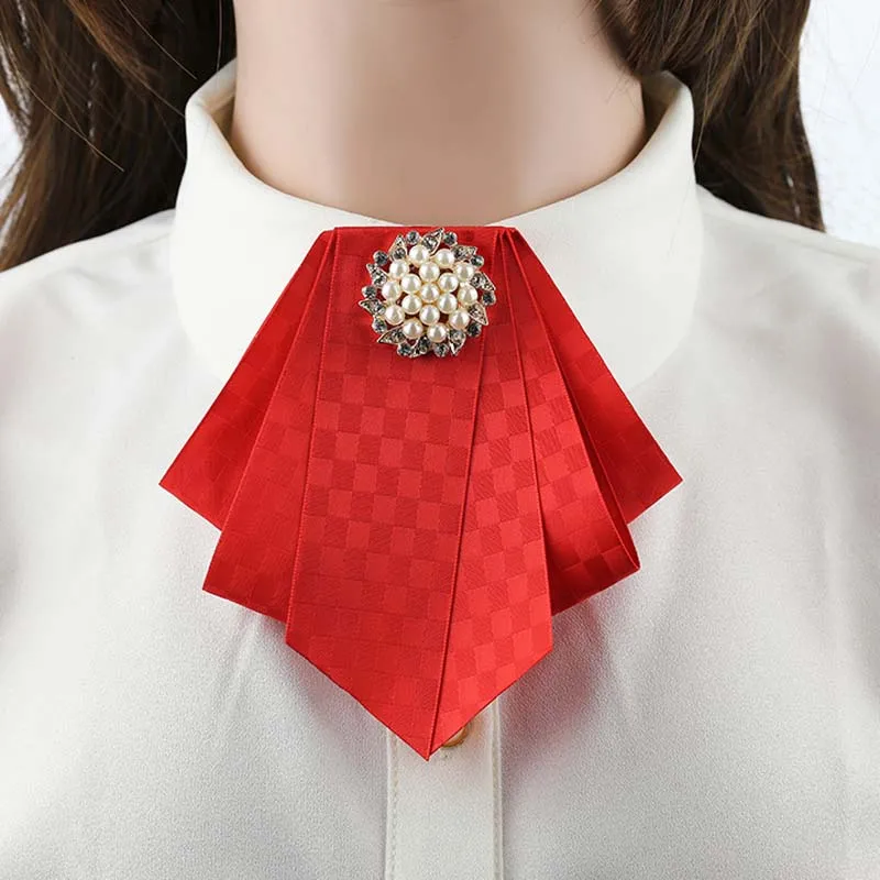 

Pearl Ribbon Bow Tie for Woman's Fashion Korean College Style Shirt Bowtie Business Bank Staff Accessories Collar Flower Gifts