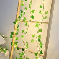 2M Green Leaf String Lights Artificial Ivy Vine Fairy Light Wedding Party Supplies Decoration Home Room Decor Wall Plant Wreath 6