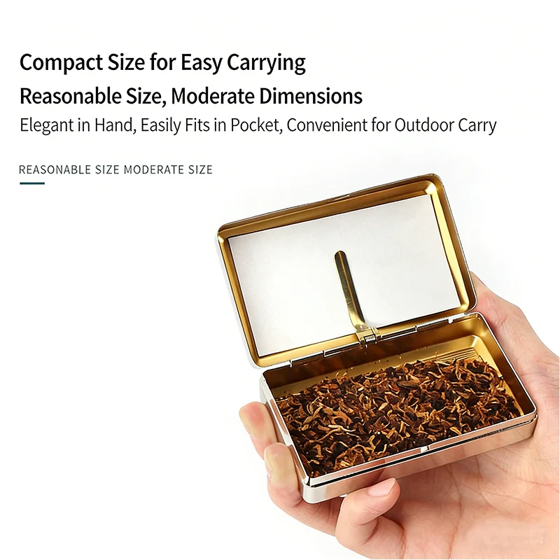 Portable Metal Tobacco Storage Vintage Classic Cigarette Case Paper Holder Hand-rolled Smoking Box with Clip Smoking Accessories - view 3
