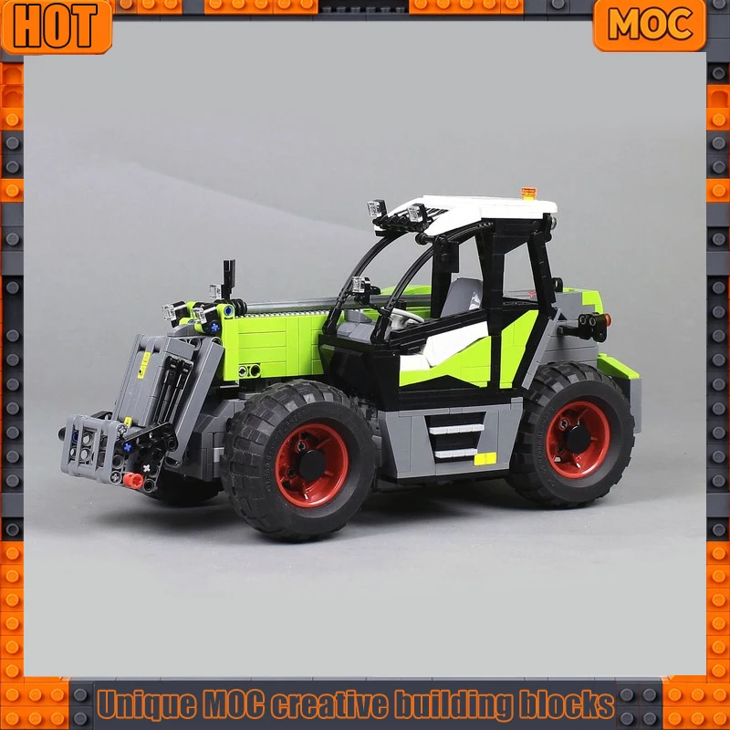 1408PCS Green Farm Telehandler Tractor Trailer Building Blocks Agriculture Vehicle Model DIY Creative Assembly Toy Holiday Gift
