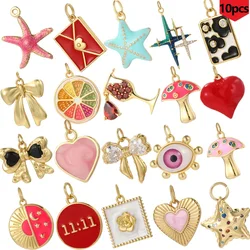 10pcs Cute Heart Charms for Jewelry Making Diy Necklace Earrings Bracelet High Quality Bow Pendant Bulk Items Wholesale Charm