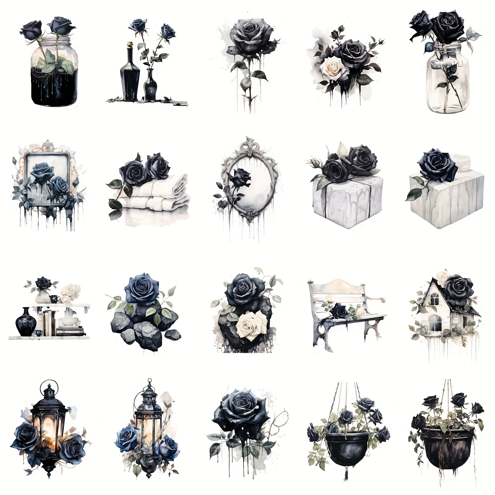 50 Pcs/Pack Dark Aesthetic Vintage Goth Style Stickers for Junk Journal Card Making Gift DIY Crafts view 5