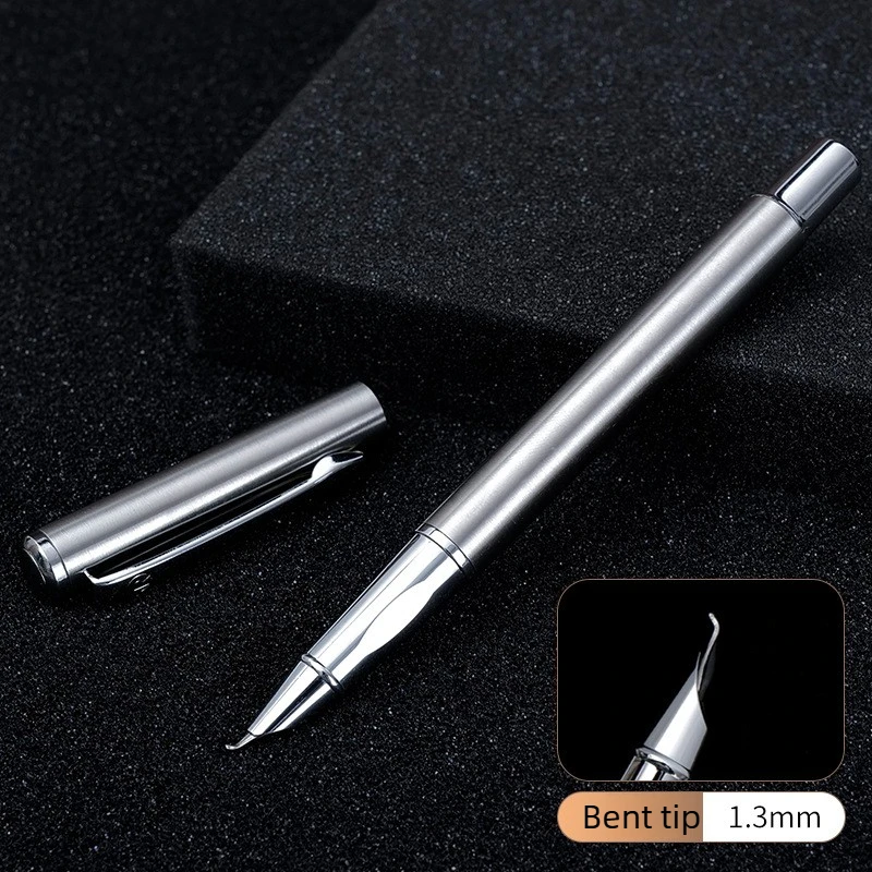 

BANMI Metal Fountain Pen Full Steel Art Bent Nib Calligraphy Practice Business Signature Pen Staionery School Office Supplies