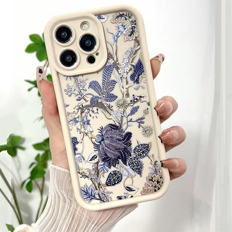 Etui na telefon Summer Leaf Pattern do iPhone\'a 15 Etui na iPhone\'a 11 13 12 14 Pro 16 Pro Max XR XS X 7 8 Plus SE Wstrząsoodporne etui Plants Cover