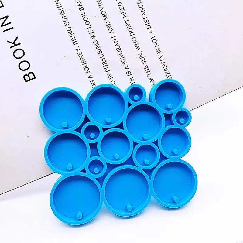 R7uf لامعة دائرة لامعة مستديرة شكل مفتاح القالب السيليكون مع ثقب ل DIY قلادة #3