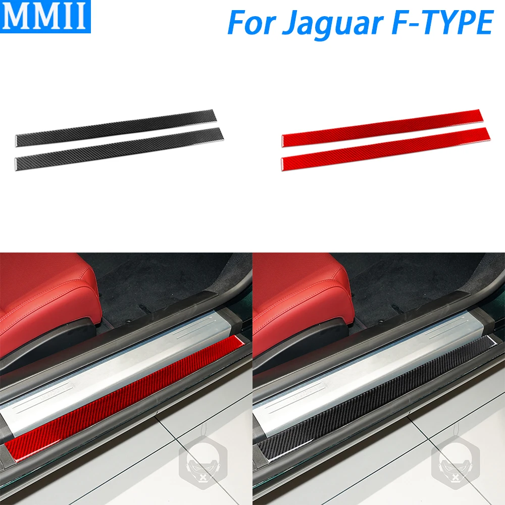 

For Jaguar F-Type 2013-2024 Carbon Fiber Inner Door Sill Panel Decorative Strips Car Interior Decoration Accessories Sticker