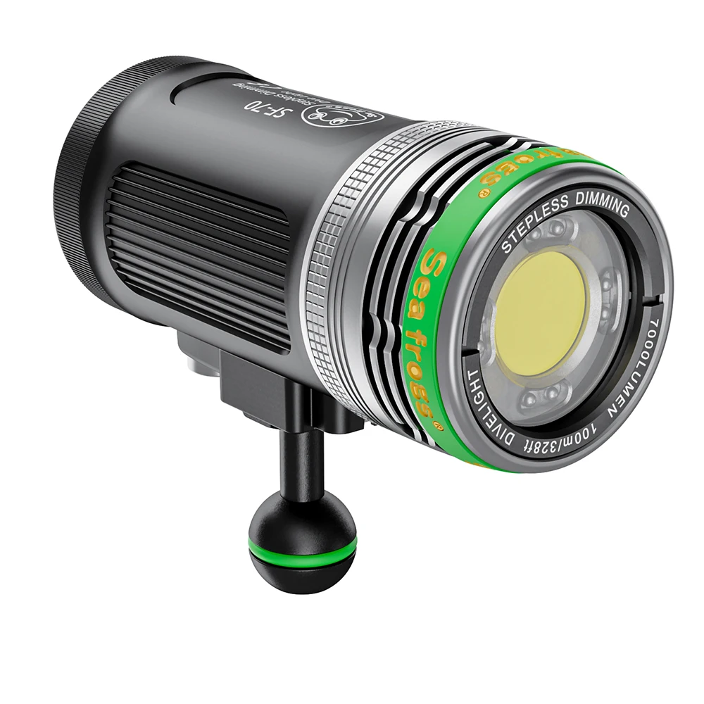 

Seafrogs 7000lumens 100m Waterproof Depth Diving Torch With Optical Fiber Cable Underwater Flashlight