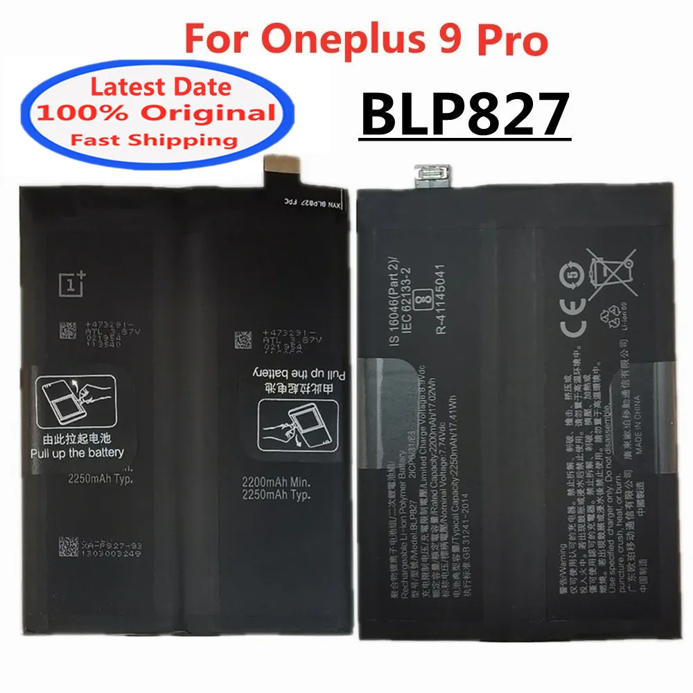 Batería Original OnePlus 9 Pro 9Pro de Alta Calidad BLP827 de 4500mAh para Teléfono Móvil OnePlus 9 Pro, Batería de Repuesto