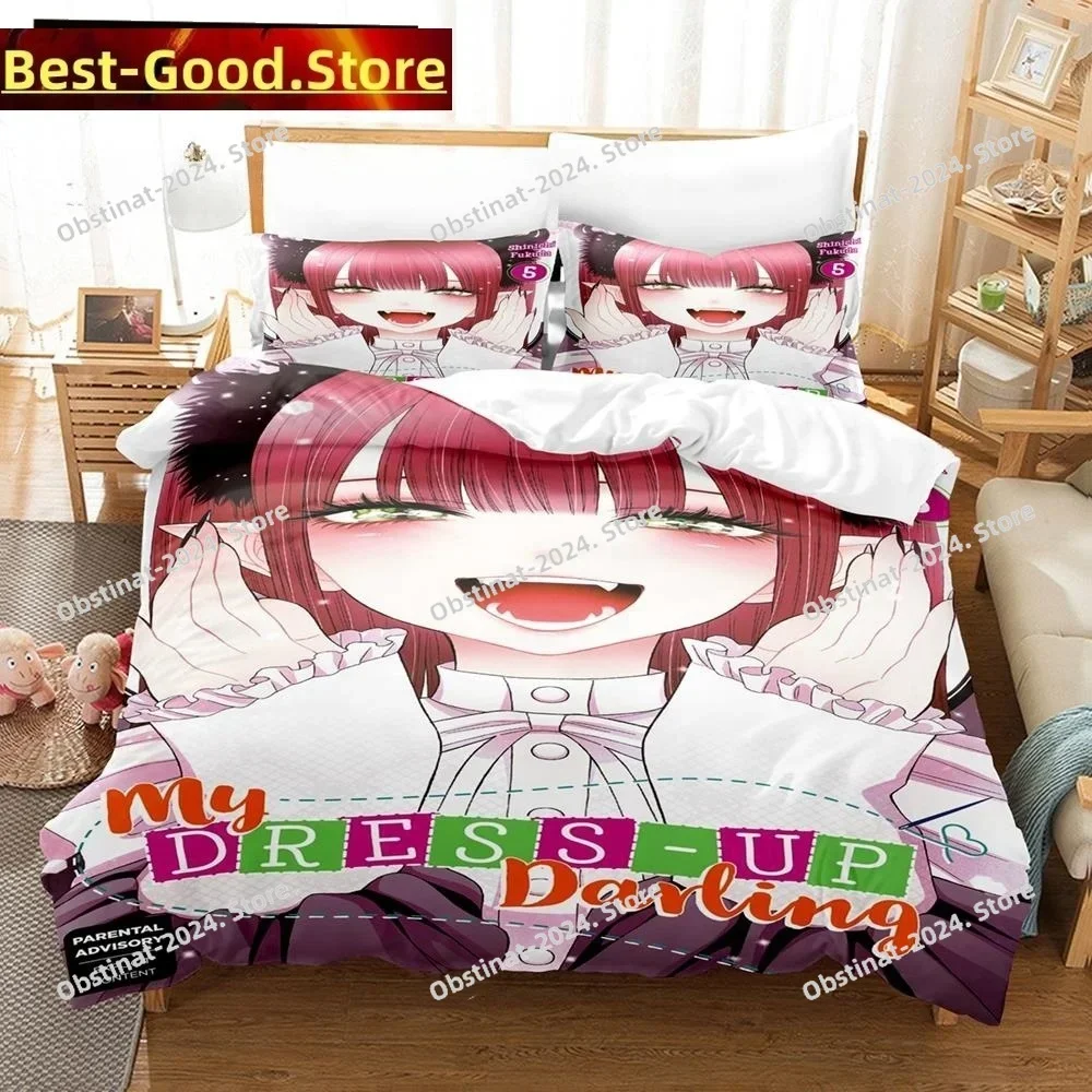 

3d Anime My Dress-Up Darling Bedding Set Printed EU single Comforter Quilt Duvet Cover Pillow Case 3 Pieces Sets Kids Adult Size