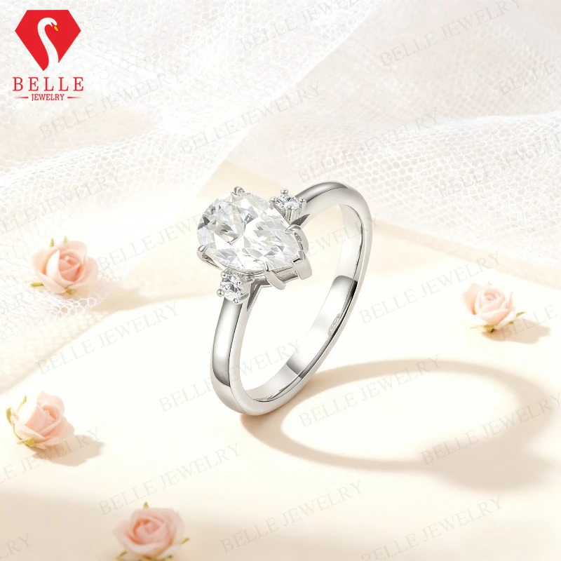 

Moissanite Ring 10K 14K 18K D Color Pear Cut Engagement Ring Fine Jewelry Unique Wedding Band Gift for Her Valentine's Day Gift