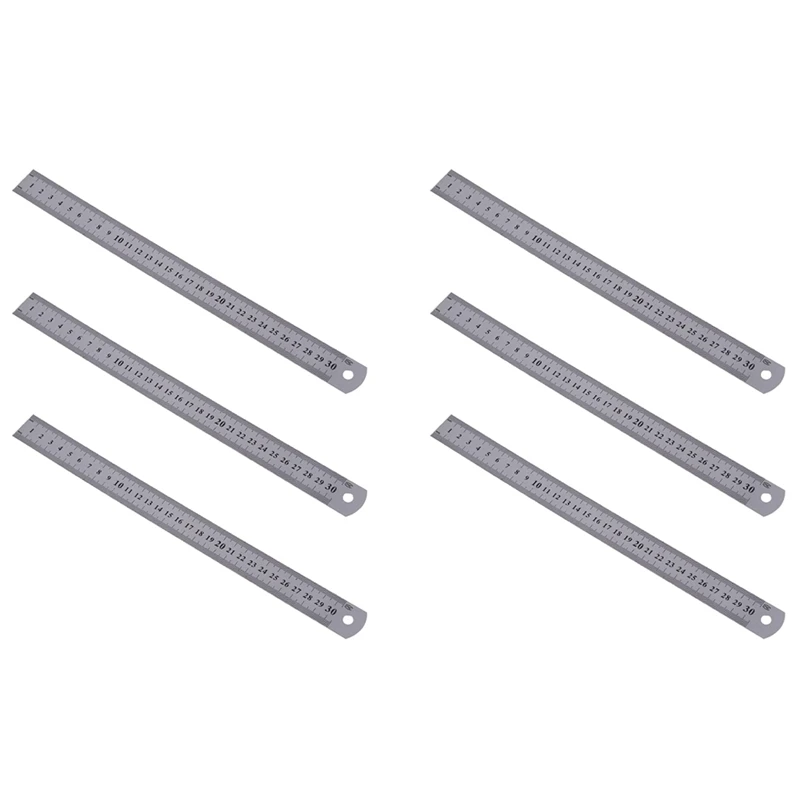 

6X Stainless Steel Ruler Measure Metric Function 30Cm 12Inch