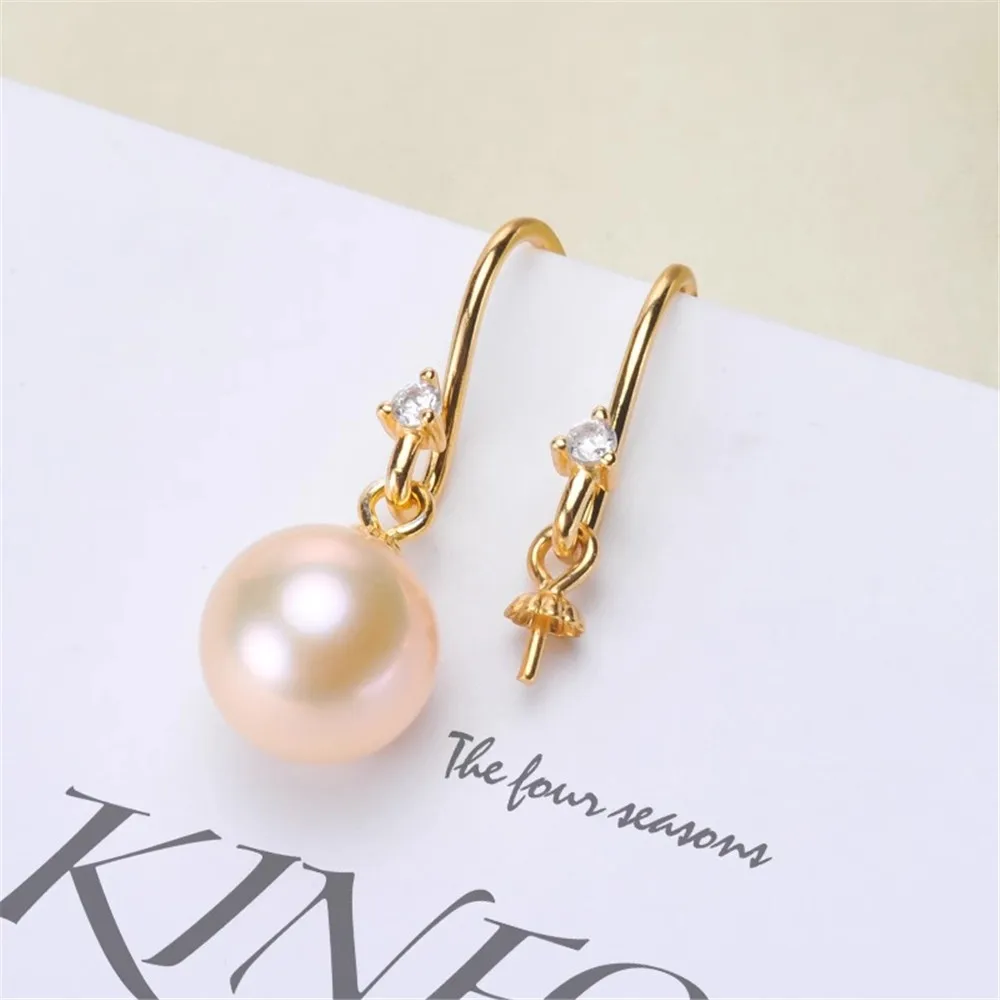 DIY Pearl Accessories S925 Silver Natural Pearl Earrings Empty Simple Earrings Fit 7-10mm Oval Beads E072