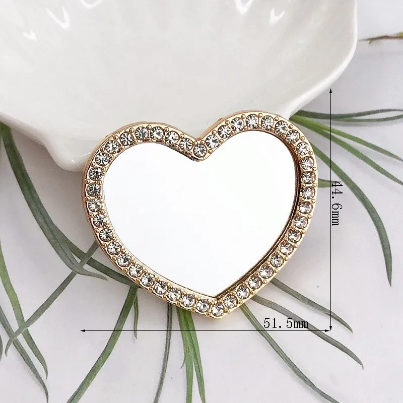 Specchio d'amore intarsiato con diamanti Accessori per gioielli fai da te Specchio per trucco circolare con fiori da viaggio