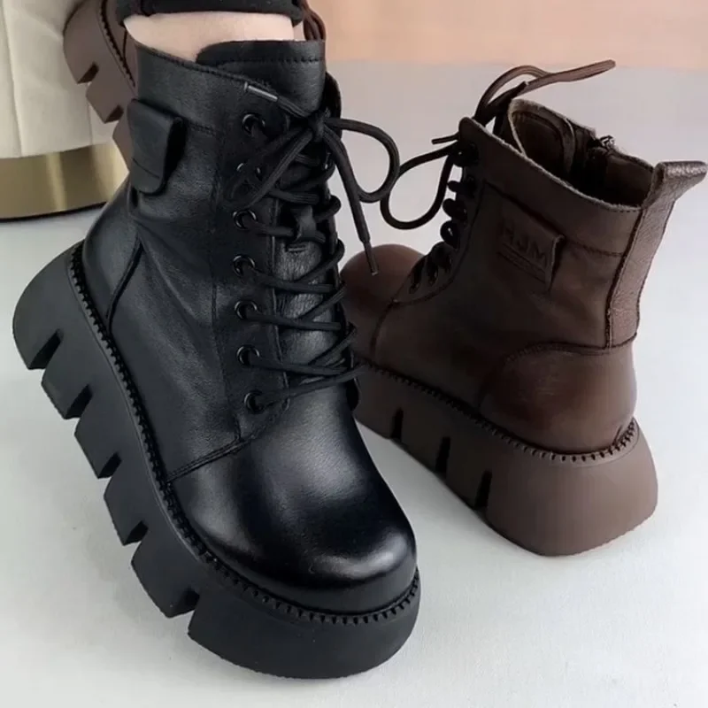 Śniegowce Womens Shoes 2024 New Boots Warm Wool Platform Shoes Thickened Cotton Shoes Cold Winter Round Toe Platform Boots