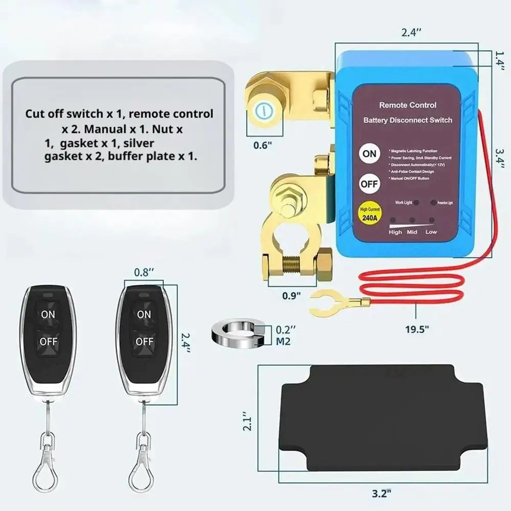 Remote Battery Disconnect Switch 12V 24V Upgrade Smart Voltage Car Kill Switch Anti-Theft Prevent Battery Drain for Car Truck RV