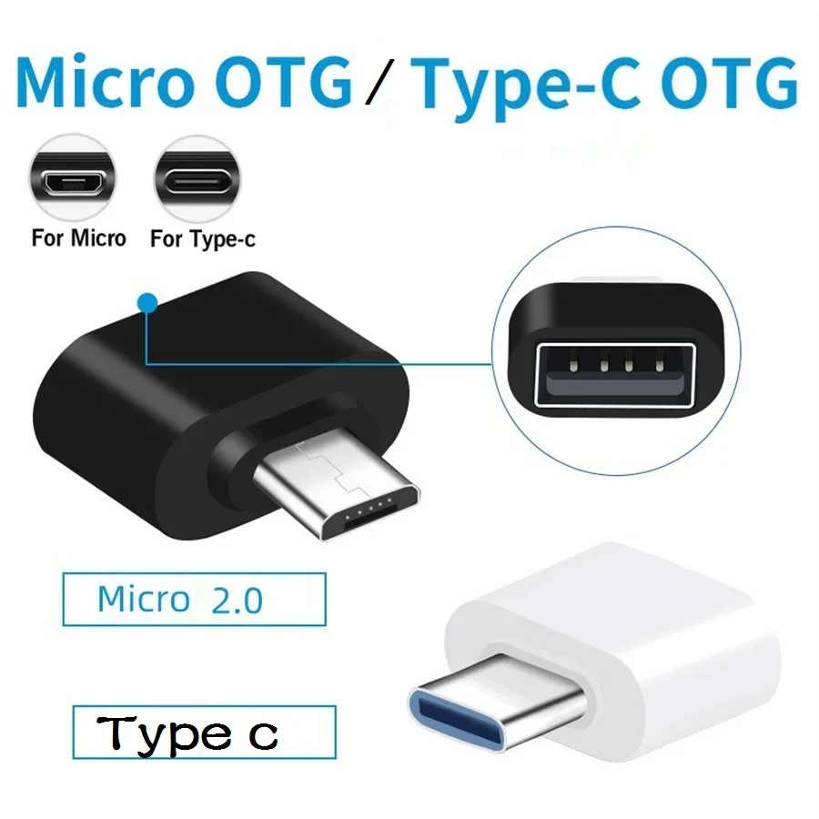مهايئ USB صغير OTG لنظام أندرويد ، نوع-C ، USB ، مرسل بيانات ، محولات للكمبيوتر اللوحي ، محرك القرص الصلب ، الهاتف ،!