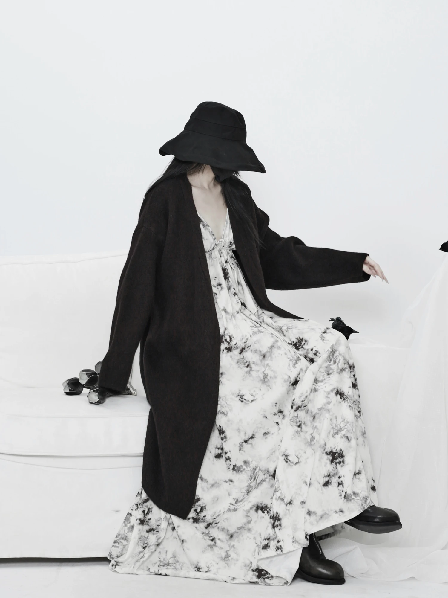 

Loose Long Knitted Cardigan Women's Bla Loose Feeling Slimming Sweater Outerwear k Sle Winter Faion Ciwalk