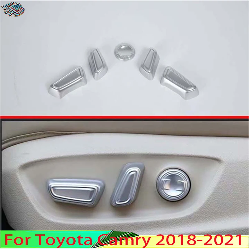 

For Toyota Camry 2018-2021 Car Decoration ABS Chrome Interior Inner Seat Adjustment Switch Knob Button Cover Trim