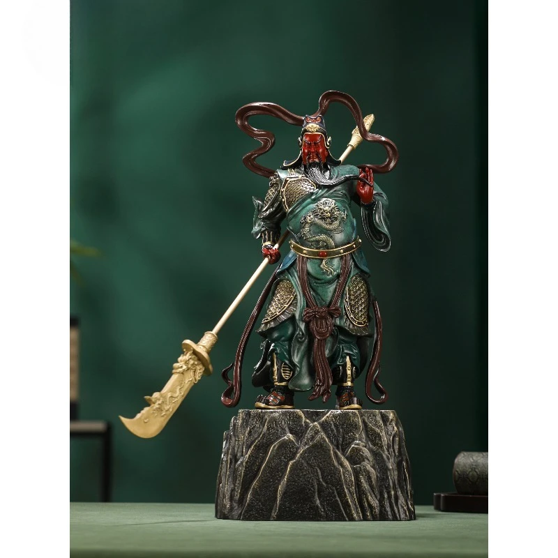 Brass Guan Gong Wu Fortune bronze statue ornament, living room office decoration ornament