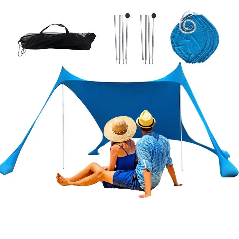 Beach Tent Sun Shelter Beach Tent Sun Shelter Canopy Portable UPF 50 Protection Lycra Sun Shade With 4 Sand Bags For Camping