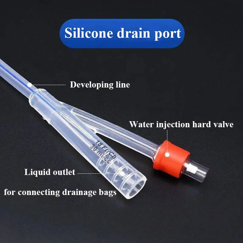 5 Pcs Disposable Sterile Silicone Catheter with Dual Lumen for Elderly Patients Medical Drainage Tube for Male and Female