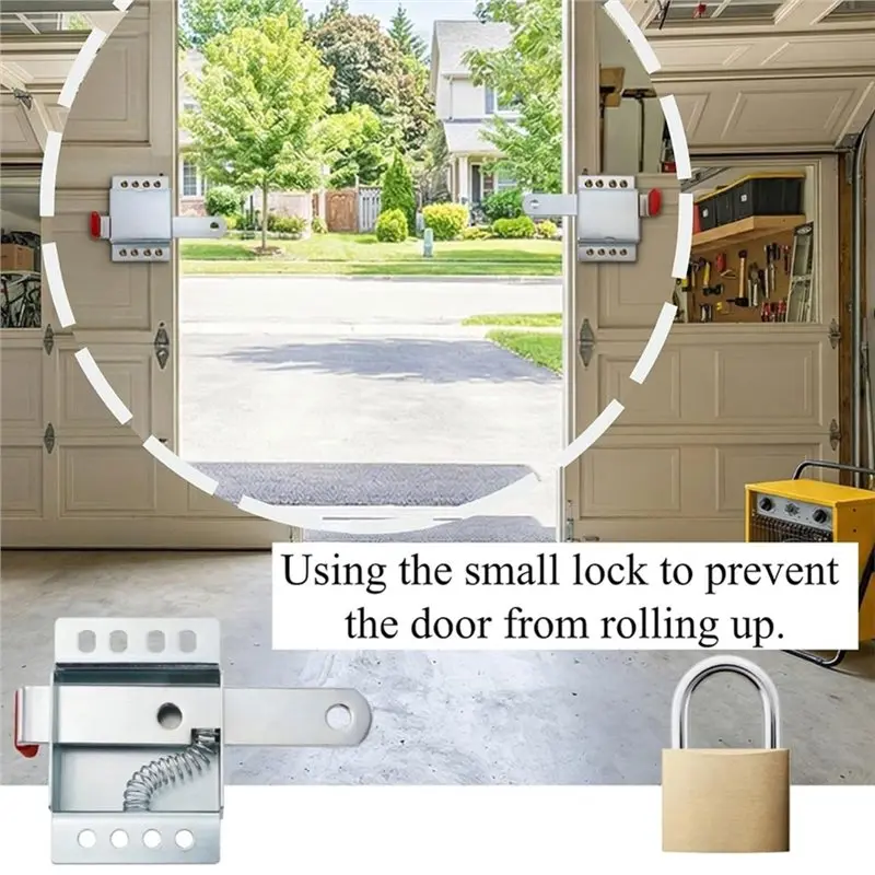 ABRU-4 Pack Garage Door Lock Heavy Duty Slide Bolt Kit, Inside Deadbolt Hardware With Screws, Left Or Right Installation