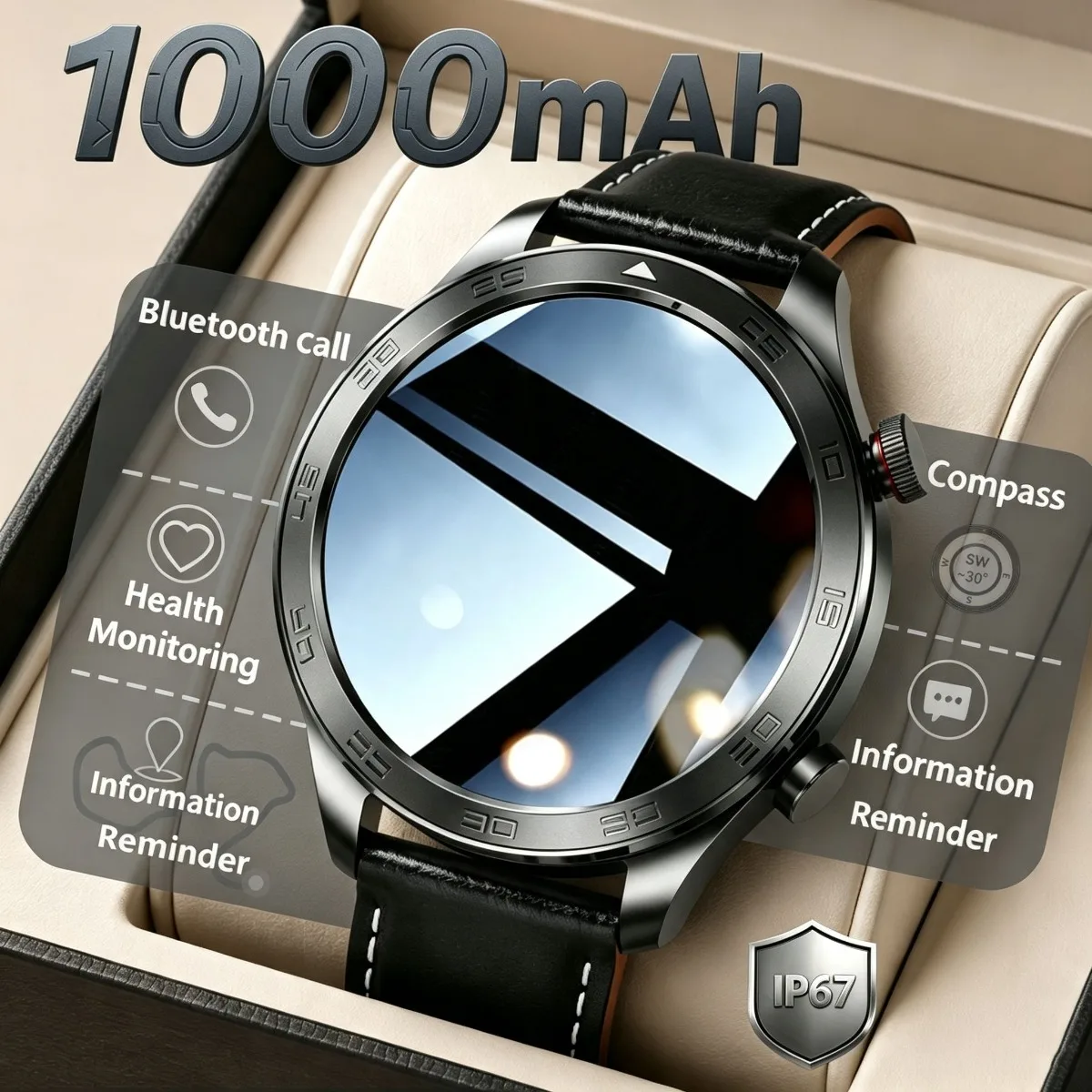 Smart Watch Men Women:1000 MAh Large Battery Bluetooth Call Activity Tracking Notifications Health Monitoring Smartwatch 2026