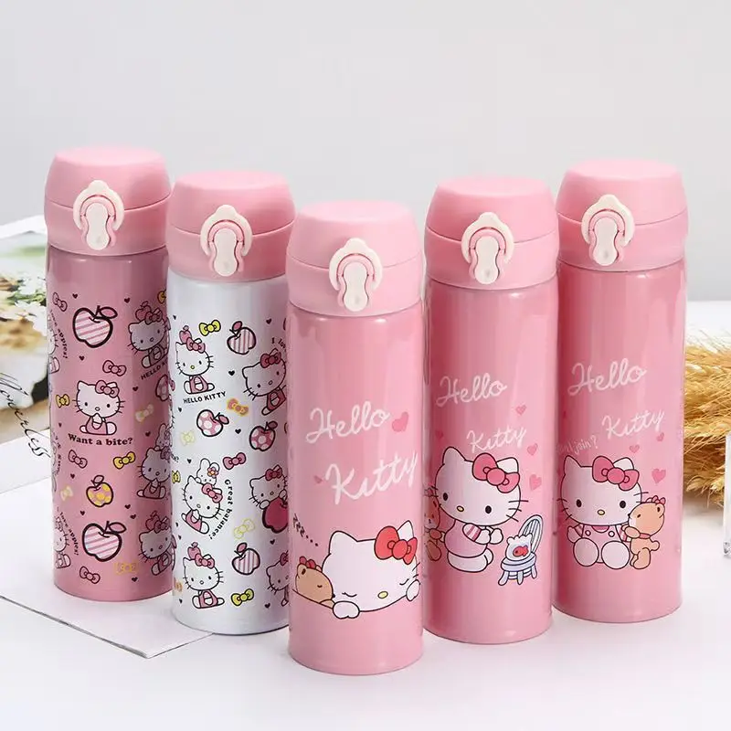 

Термальные бутылки для воды Sanrio, 500 мл, детская школьная изолированная бутылка для воды Hello Kitty из нержавеющей стали, портативная термокружка в стиле аниме, подарок