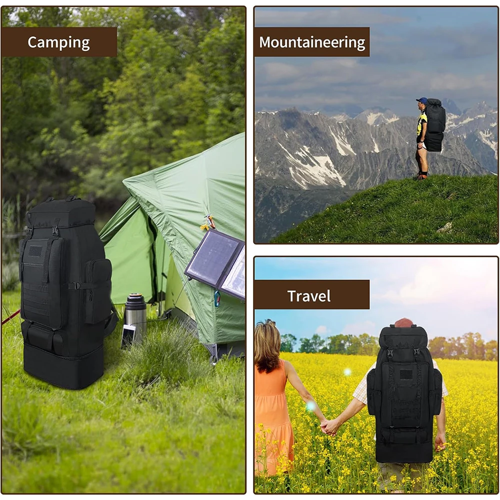 Erweiterbarer Wander-Rucksack für Damen und Herren – 70L/100L wasserdichter Camping-Rucksack mit großem Fassungsvermögen, Militärrucksack Molle 3-Tage-Angriffs-Rucksack zum Klettern und Reisen – Detail 2
