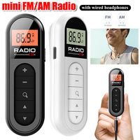 FM Radio Backlight LCD Display Mini Pocket Clip Radio with 3.5mm Headphones Personal Walkman Radio for Walk Jogging Camping